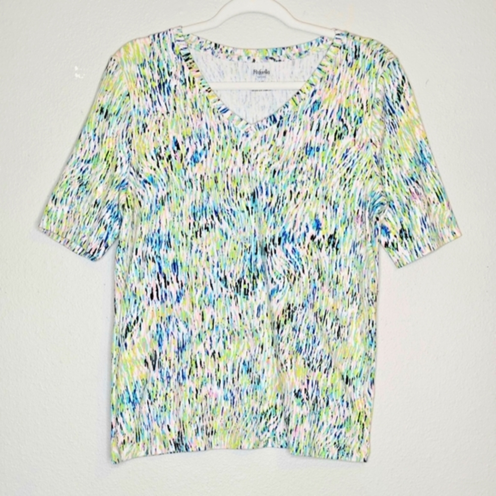 Rafaella Sport V-Neck Short Sleeve Tee Size Large